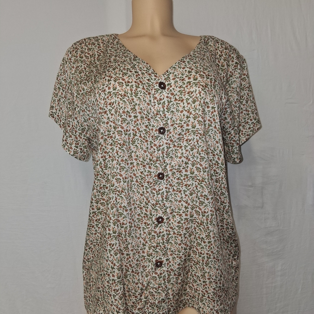 Bytavi New Multicolor Floral Button Down Shirt Womem Sixe Xl — image 2 of 8